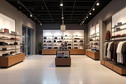 Realistic 3D visualization of a modern urban retail store interior