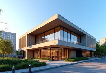 Realistic 3D render of a modern building exterior