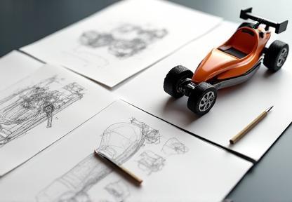 Examples of industrial product design sketches and 3D models